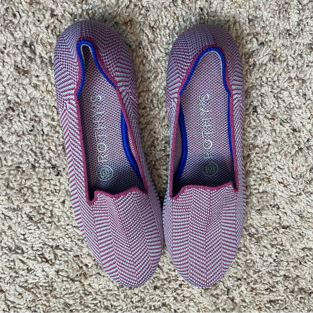 Rothy's amethyst metallic‎ herringbone loafers